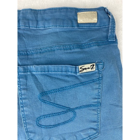 Seven 7 Womens‎ Mid Rise Ankle Skinny Blue Jeans Raw Hem Size 14 - Picture 13 of 16